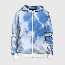 Толстовка на молнии детская Синий тай дай, цвет: 3D-белый