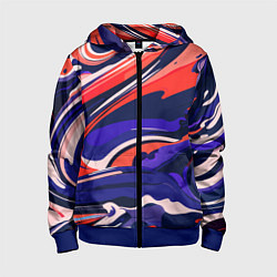 Толстовка на молнии детская Абстракция разводов разноцветная, цвет: 3D-синий