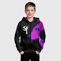 Толстовка на молнии детская Sally Face неон краски, цвет: 3D-черный — фото 2