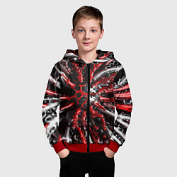 Толстовка на молнии детская Красно-белая инфекция, цвет: 3D-красный — фото 2