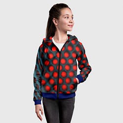 Толстовка на молнии детская Оптическая иллюзия красная броня, цвет: 3D-синий — фото 2