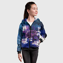 Толстовка на молнии детская Глитч текстура - искаженное пространство, цвет: 3D-черный — фото 2