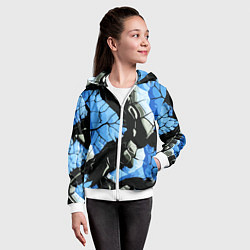 Толстовка на молнии детская Чёрные линии на чёрно-синем фоне, цвет: 3D-белый — фото 2