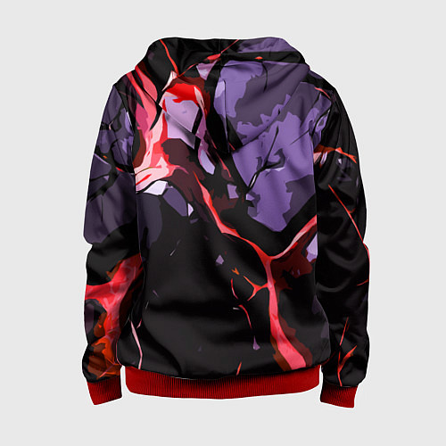 Детская толстовка на молнии Красный разлом в камне / 3D-Красный – фото 2