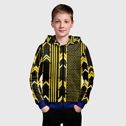 Толстовка на молнии детская Жёлтые обои на чёрном фоне, цвет: 3D-синий — фото 2