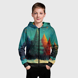 Толстовка на молнии детская Разноцветные елочки, цвет: 3D-черный — фото 2