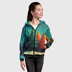 Толстовка на молнии детская Разноцветные елочки, цвет: 3D-черный — фото 2