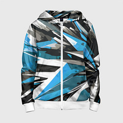 Толстовка на молнии детская Чёрно-сине-белая абстракция, цвет: 3D-белый