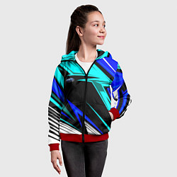 Толстовка на молнии детская Субару - синий спорт, цвет: 3D-красный — фото 2