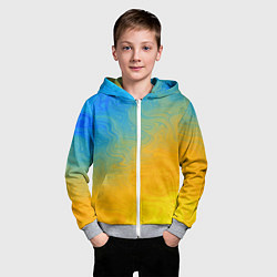 Толстовка на молнии детская Желто голубой градиент, цвет: 3D-меланж — фото 2