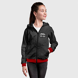 Толстовка на молнии детская Arctic Monkeys - белые линии, цвет: 3D-красный — фото 2