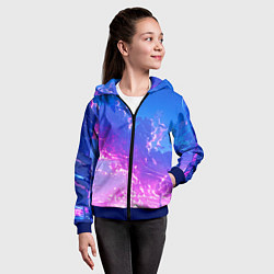Толстовка на молнии детская Розовые тучи на голубом небе киберпанк, цвет: 3D-синий — фото 2