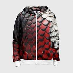 Толстовка на молнии детская Змеиная броня, цвет: 3D-белый