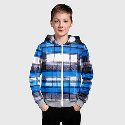 Толстовка на молнии детская Чёрные полосы на сине-белом фоне, цвет: 3D-меланж — фото 2