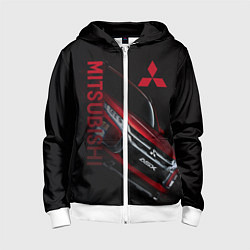 Толстовка на молнии детская Mitsubishi логотип, цвет: 3D-белый