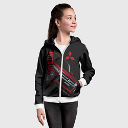 Толстовка на молнии детская Mitsubishi логотип, цвет: 3D-белый — фото 2