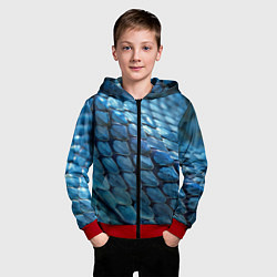 Толстовка на молнии детская Голубая кожа змеи, цвет: 3D-красный — фото 2