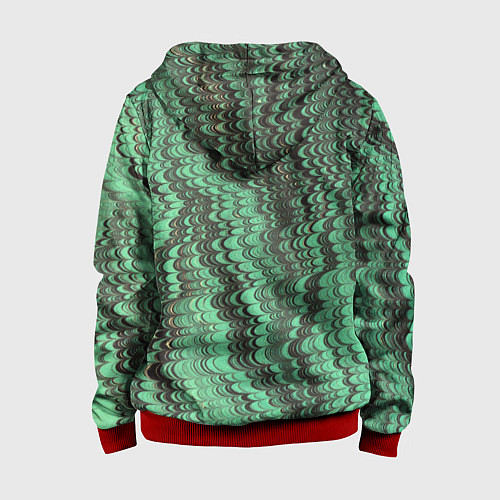 Детская толстовка на молнии Разводы в зеленом цвете / 3D-Красный – фото 2