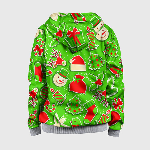Детская толстовка на молнии Новогоднее настроение паттерн / 3D-Меланж – фото 2