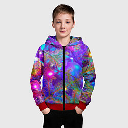 Толстовка на молнии детская Новогоднее свечение гирлянд, цвет: 3D-красный — фото 2