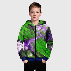 Толстовка на молнии детская Фиолетовый минерал в зелёном камне, цвет: 3D-синий — фото 2