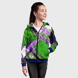 Толстовка на молнии детская Фиолетовый минерал в зелёном камне, цвет: 3D-синий — фото 2