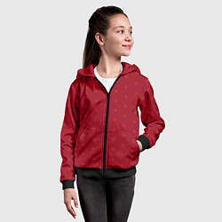 Толстовка на молнии детская Рыжие снежинки на рождественском красном, цвет: 3D-черный — фото 2