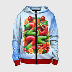 Толстовка на молнии детская Змеи к нам приходят 2025, цвет: 3D-красный