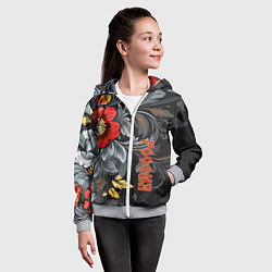 Толстовка на молнии детская Россия - цветочный узор, цвет: 3D-меланж — фото 2