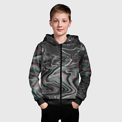 Толстовка на молнии детская Градиентный glitch, цвет: 3D-черный — фото 2