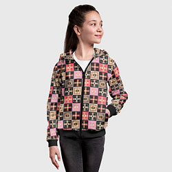 Толстовка на молнии детская Разноцветная плитка с геометрическим рисунком, цвет: 3D-черный — фото 2
