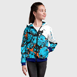 Толстовка на молнии детская Оранжево-голубая абстракция на белом фоне, цвет: 3D-синий — фото 2