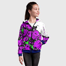 Толстовка на молнии детская Зелёно-розовая абстракция на белом фоне, цвет: 3D-синий — фото 2