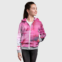 Толстовка на молнии детская Чёрные пятна на розовом фоне абстракция, цвет: 3D-меланж — фото 2
