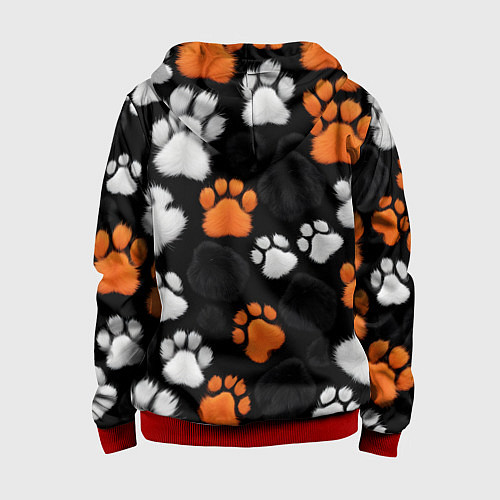 Детская толстовка на молнии Мохнатые лапки / 3D-Красный – фото 2