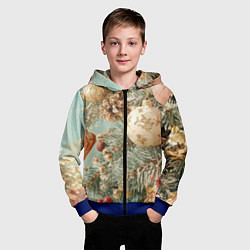 Толстовка на молнии детская Елочные новогодние игрушки, цвет: 3D-синий — фото 2