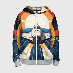 Толстовка на молнии детская Скоростной ретро самолет, цвет: 3D-меланж