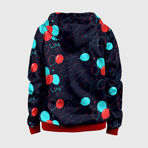 Детская толстовка на молнии Воздушные шары для праздника / 3D-Красный – фото 2