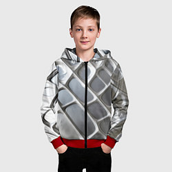 Толстовка на молнии детская Полированный металл серебряный, цвет: 3D-красный — фото 2