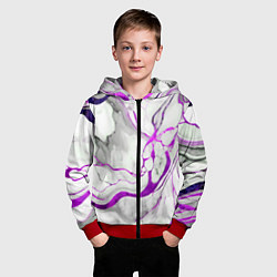 Толстовка на молнии детская Фиолетово-белый мрамор, цвет: 3D-красный — фото 2