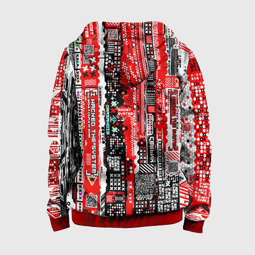 Детская толстовка на молнии Киберпанк паттерн красный / 3D-Красный – фото 2