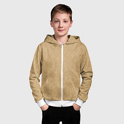 Толстовка на молнии детская Песчаный бежевый текстурный, цвет: 3D-белый — фото 2