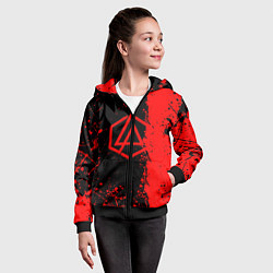 Толстовка на молнии детская Linkin park краски всплеск текстура, цвет: 3D-черный — фото 2