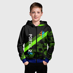 Толстовка на молнии детская Portal camo steel geometry, цвет: 3D-синий — фото 2