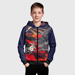 Толстовка на молнии детская Советский Союз - Заря Человечества, цвет: 3D-черный — фото 2