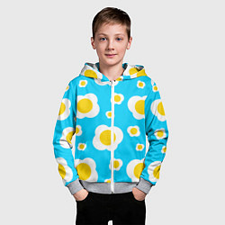 Толстовка на молнии детская Яичница голубая, цвет: 3D-меланж — фото 2