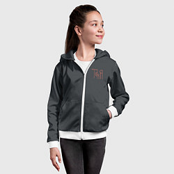 Толстовка на молнии детская Татьяна - красная вязью надпись, цвет: 3D-белый — фото 2