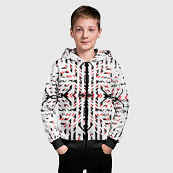 Толстовка на молнии детская Чёрно-красные диагональные полосы на белом фоне, цвет: 3D-черный — фото 2