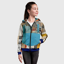 Толстовка на молнии детская Абстрактный ретро коллаж, цвет: 3D-синий — фото 2