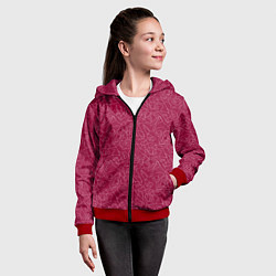 Толстовка на молнии детская Белые абстрактные каракули на красном, цвет: 3D-красный — фото 2